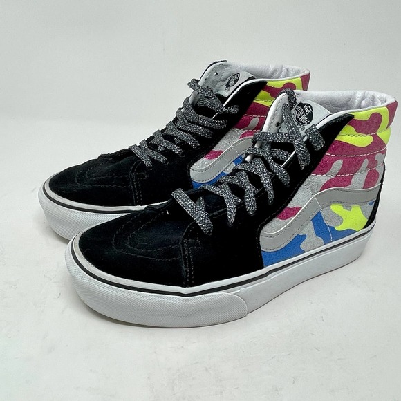 Vans Sk8-Hi Platform 2 Off The Wall Skateboard Black White Womens 7 L.6.7-1099 - Picture 10 of 16